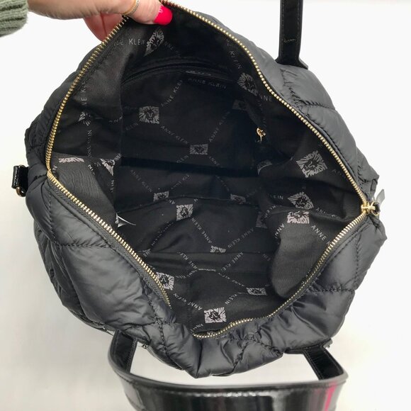 Anne Klein Black Nylon Quilted Puffed Tote Bag - Picture 11 of 11
